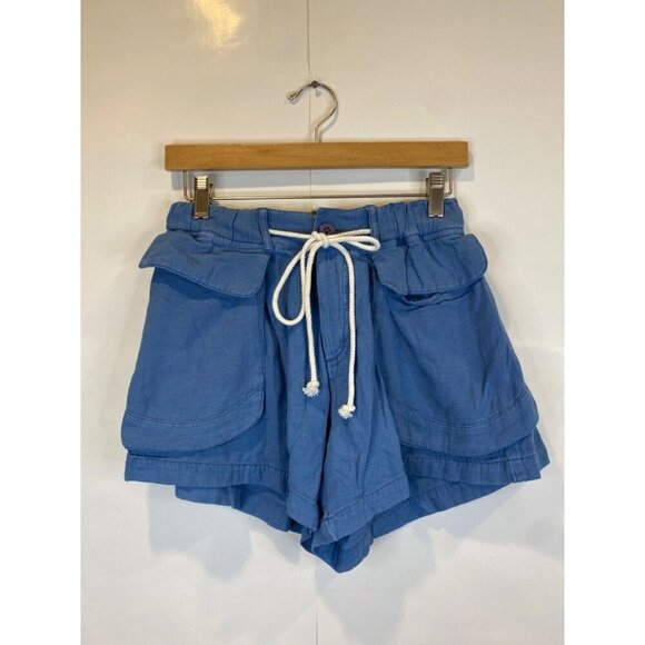 Free People XS Mediterranean Blue Off Shore Utility Drawstring Pocket Short - Picture 3 of 6